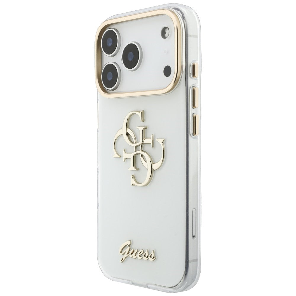 Cover til Apple iPhone 18 Pro Max / 17 Pro Max, Guess, IML 4G Metal Script, Hvid