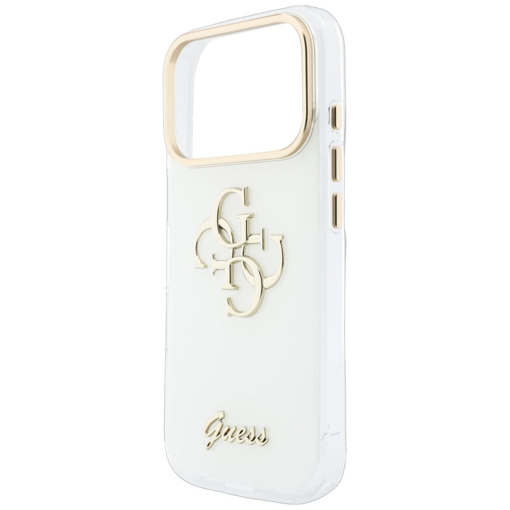 Cover til Apple iPhone 18 Pro Max / 17 Pro Max, Guess, IML 4G Metal Script, Hvid