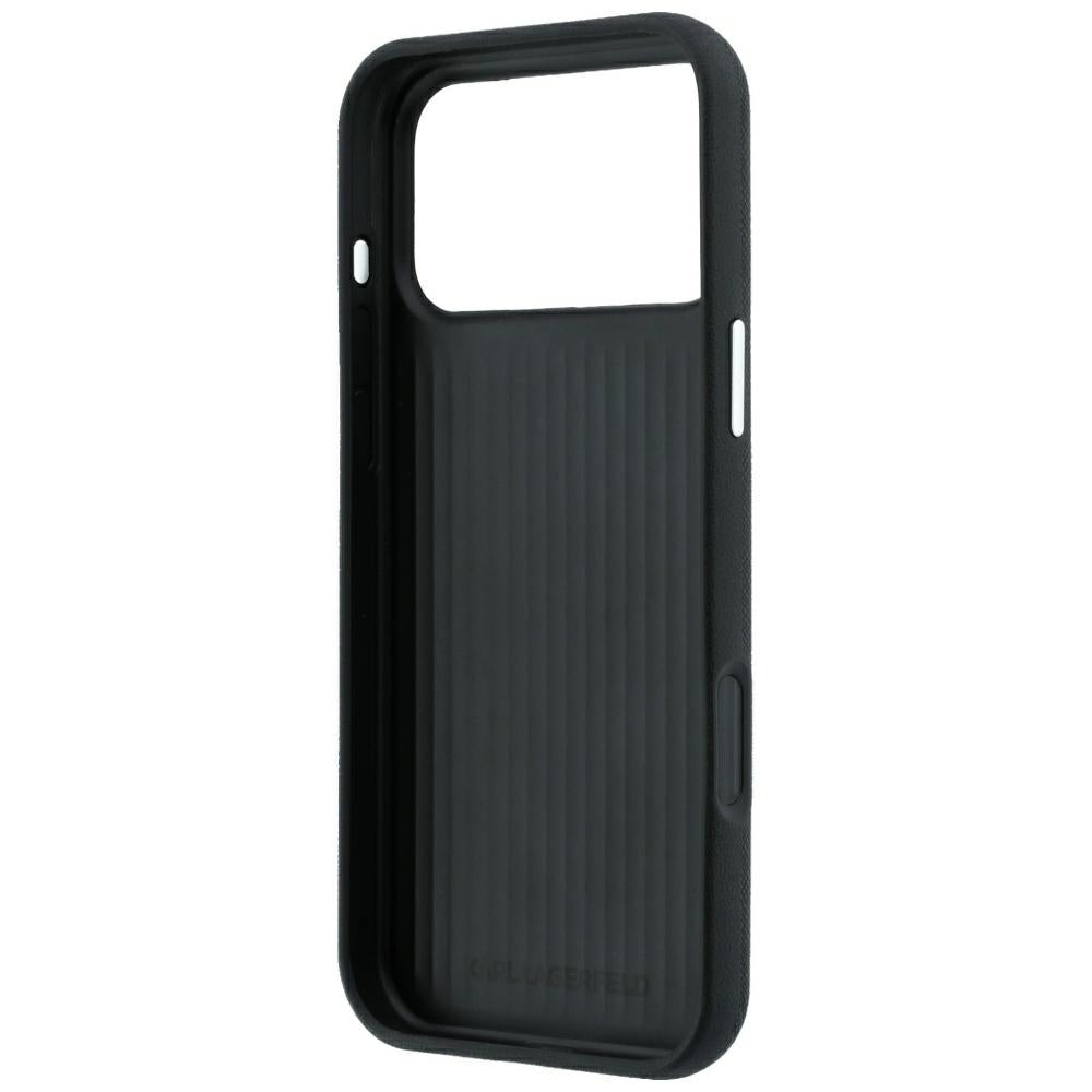 Cover til Apple iPhone 18 Pro Max / 17 Pro Max, Karl Lagerfeld, Saffiano med Karl & Choupette Hoved-pin og Logo, Sort