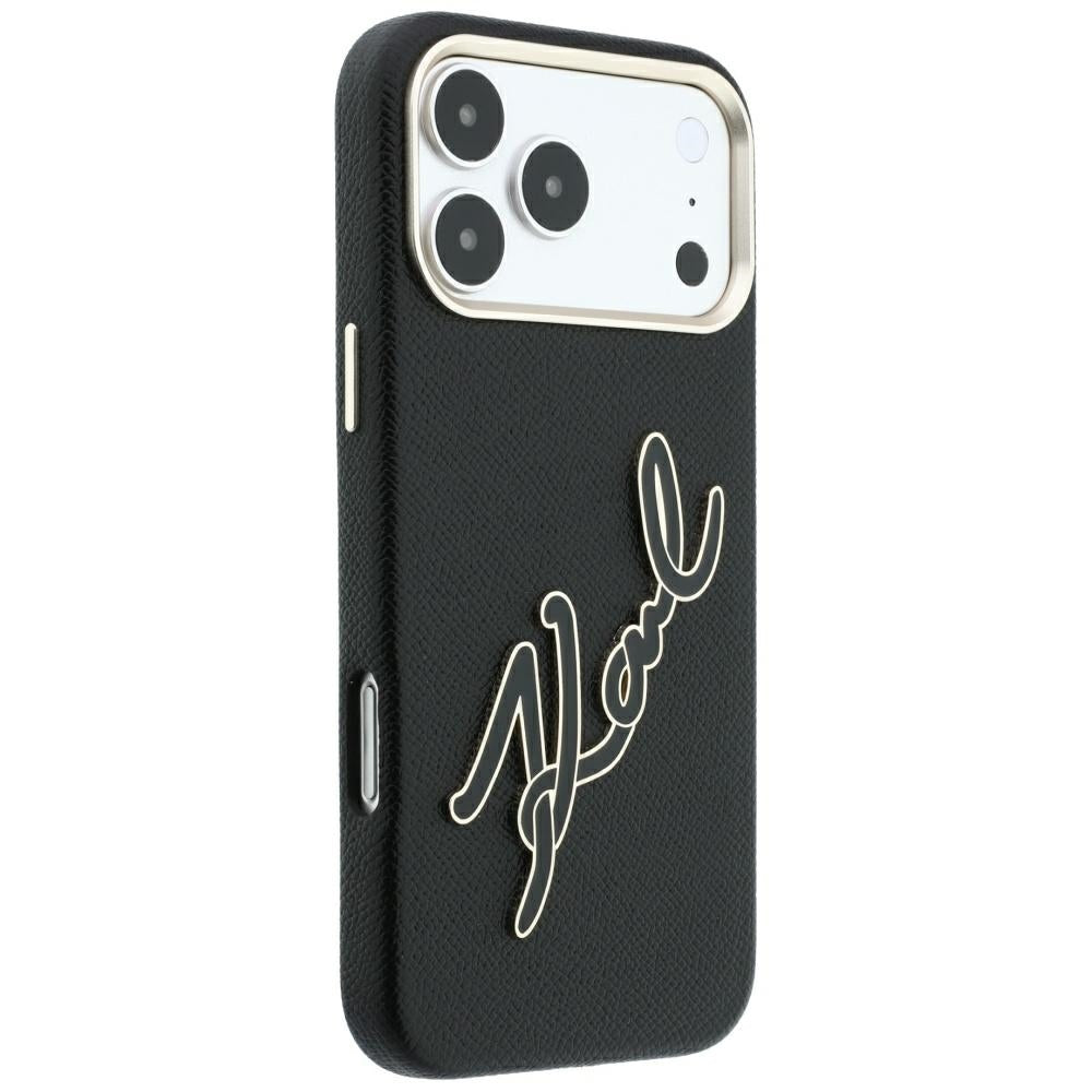 Cover til Apple iPhone 18 Pro Max / 17 Pro Max, Karl Lagerfeld, Smooth Big Resin Signature Logo, Sort