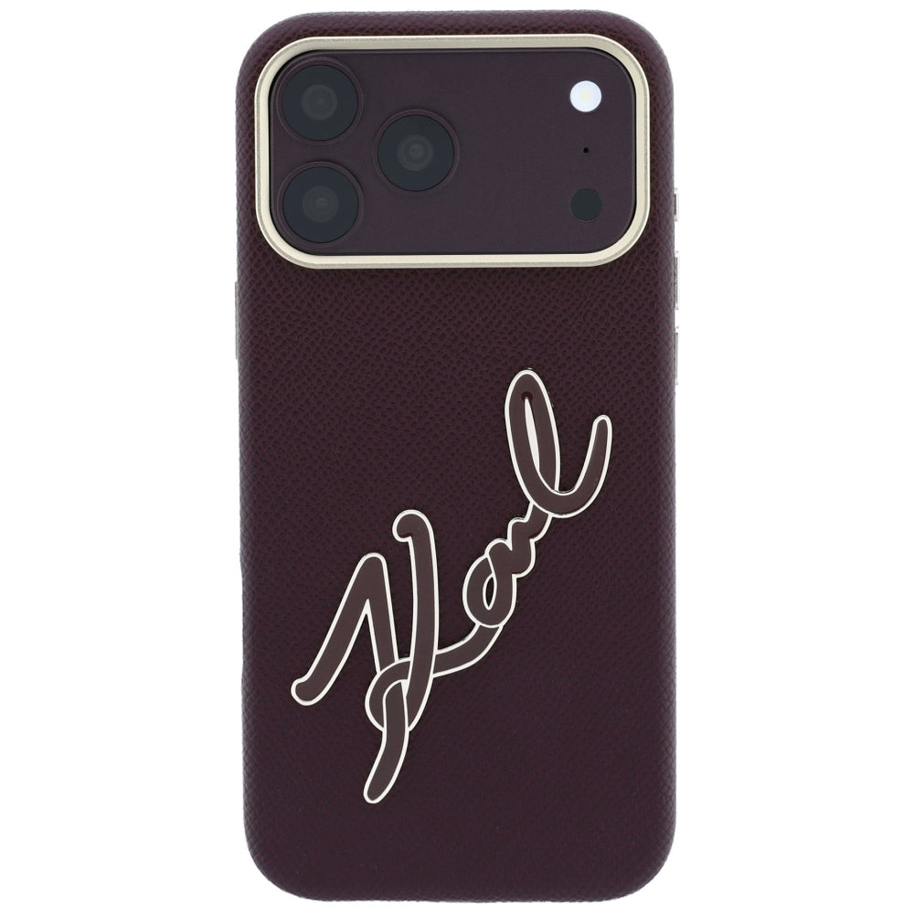 Cover til Apple iPhone 18 Pro Max / 17 Pro Max, Karl Lagerfeld, Smooth Big Resin Signature Logo, Vinrød