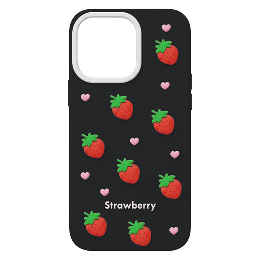 Cover til Apple iPhone 12 / 12 Pro, OEM, Strawberry, Sort