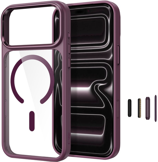 Cover til Apple iPhone 18 Pro Max / 17 Pro Max, Tech-Protect, Magmat CC, Transparent Vinrød