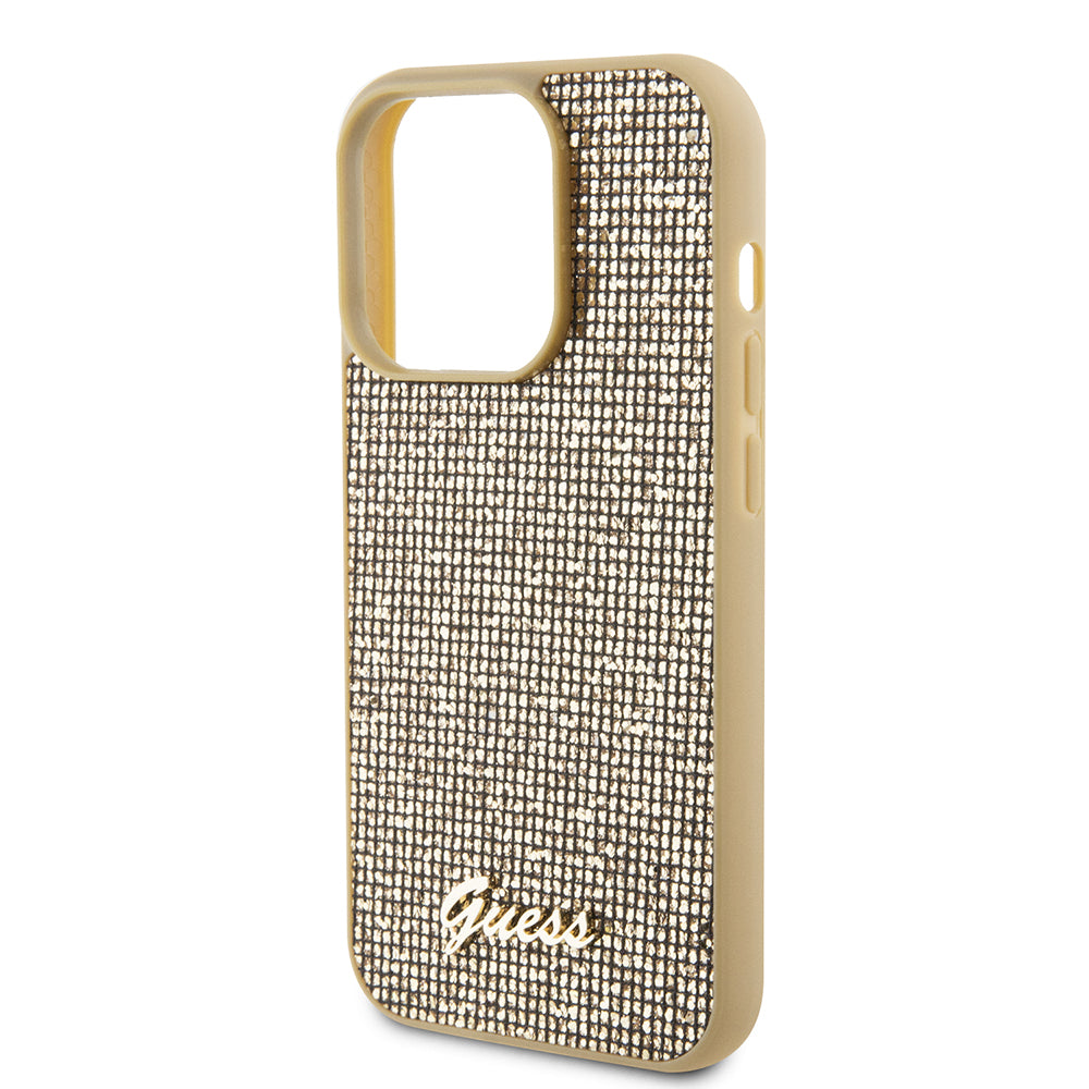 Etui til Apple iPhone 15 Pro, Guess, PU Square Mirror Script Logo, Guld GUHCP15LPMSDGSD
