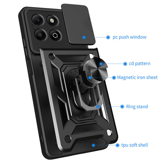 Cover til Honor X6b, Techsuit, CamShield, Sort