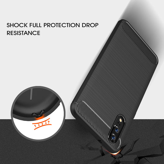 Cover til Huawei P20, Techsuit, Carbon, Sort