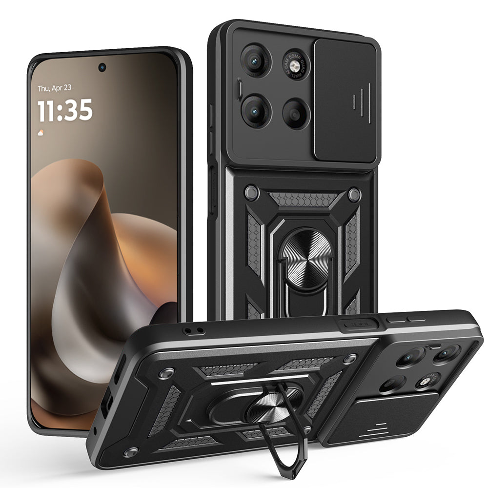 Etui til Motorola Moto G77 / G67, Techsuit, CamShield, Sort