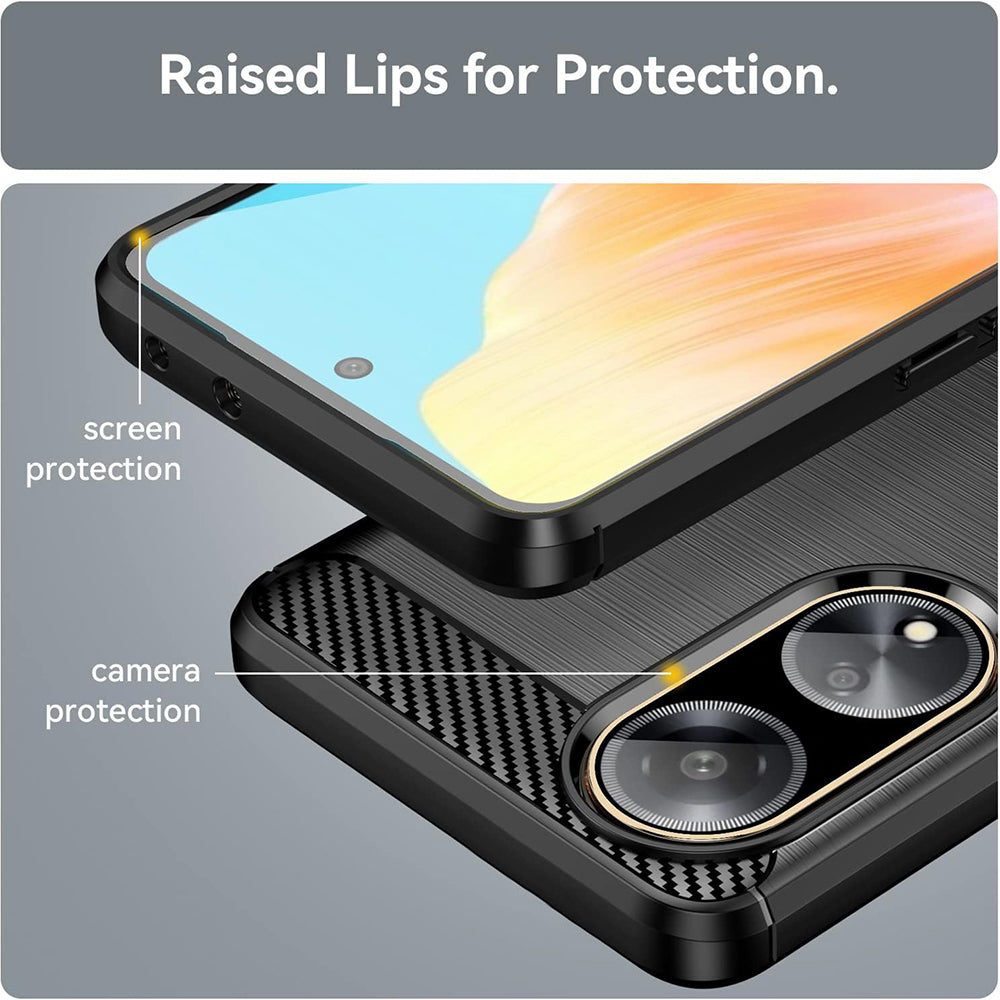 Cover til Oppo A98, Techsuit, Carbon, Sort