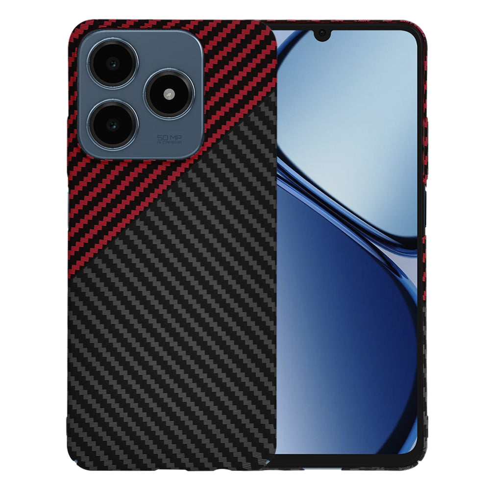 Cover til Realme C63 / C61, Techsuit, Carbonite FiberShell, Sort Rød