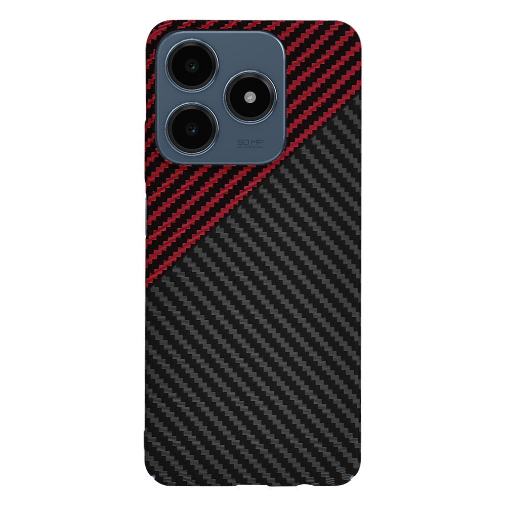 Cover til Realme C63 / C61, Techsuit, Carbonite FiberShell, Sort Rød