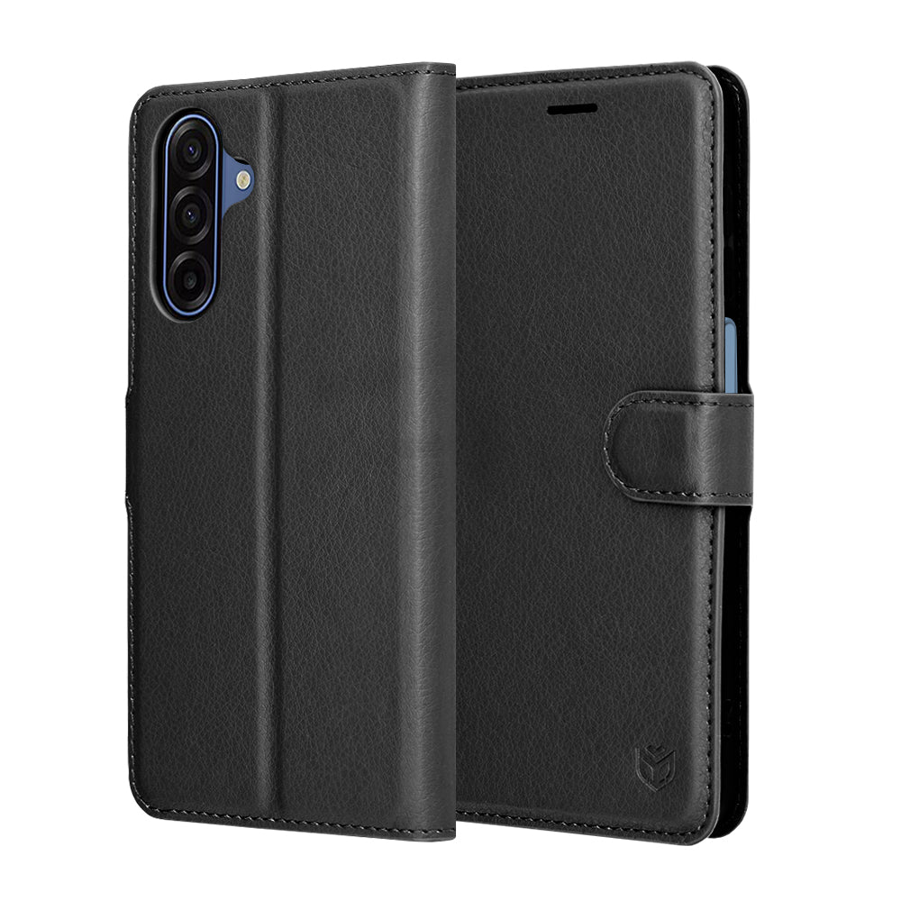 Case for Samsung Galaxy A17 4G A175 / A17 5G A176, Techsuit, Leather Folio, Black