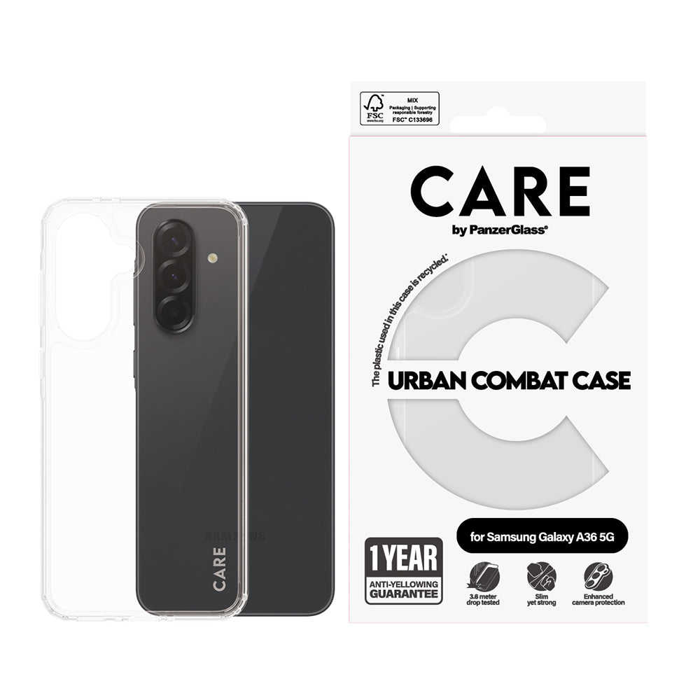 Etui til Samsung Galaxy A36 A366, PanzerGlass, Urban Combat Care, Transparent