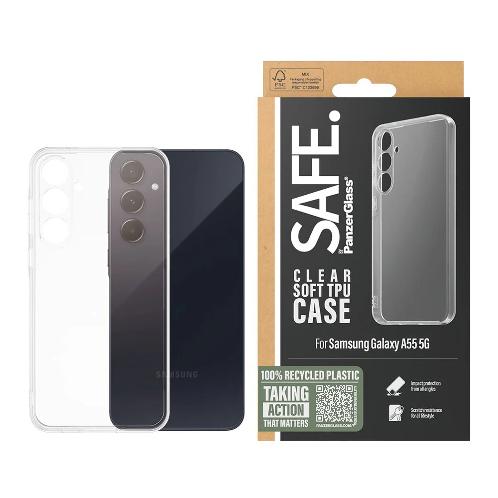 Etui til Samsung Galaxy A55 5G A556, PanzerGlass, Safe., Gennemsigtig