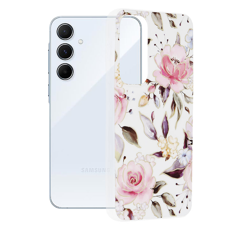 Cover til Samsung Galaxy A55 5G A556, Techsuit, Marble, Hvid