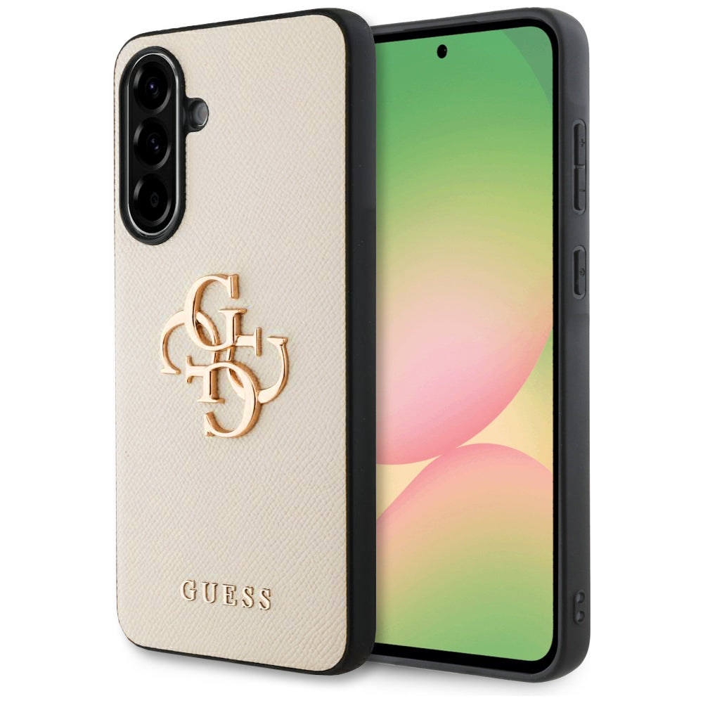 Etui til Samsung Galaxy A56 A566, Guess, 4G Grained Big and Classic Logo, Beige