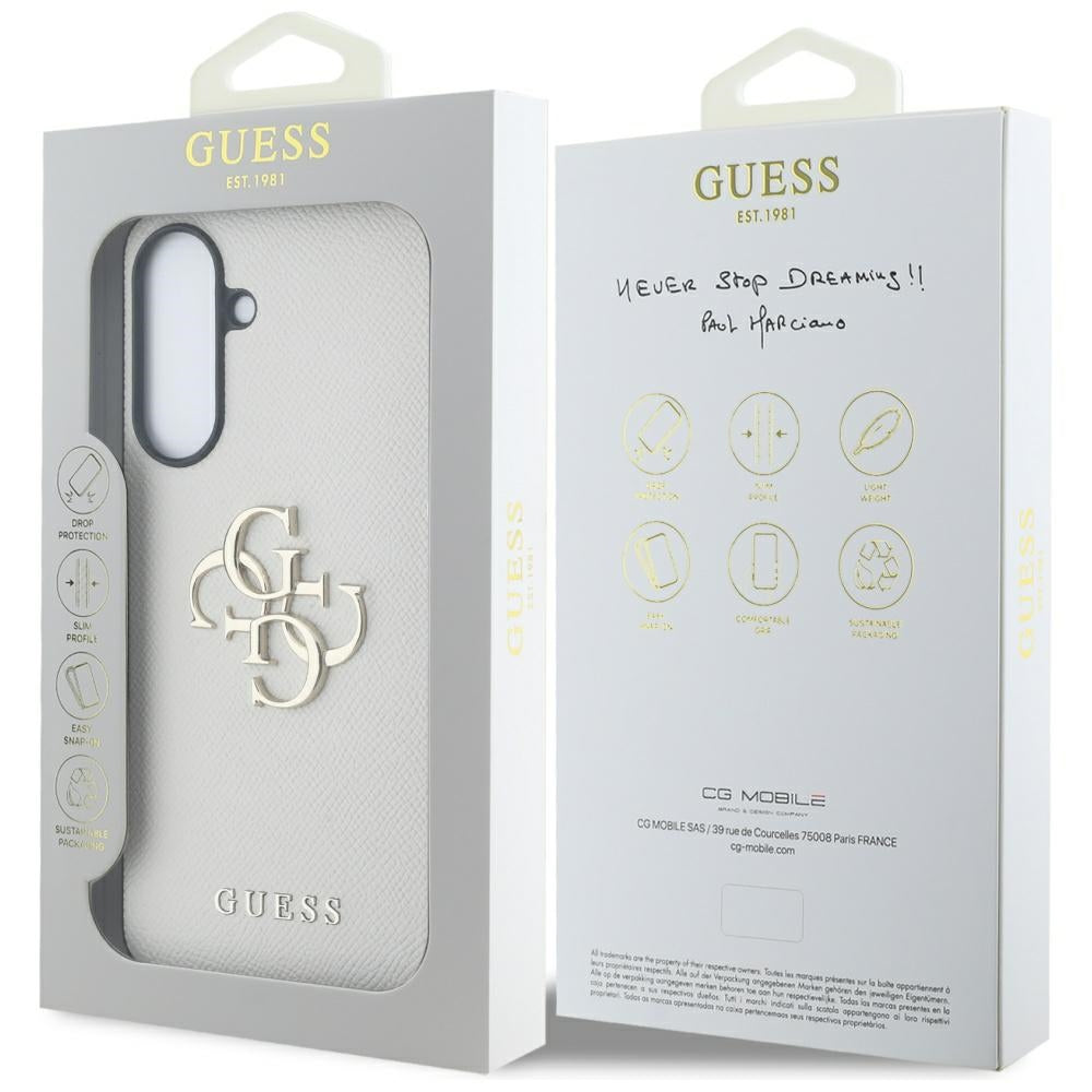 Etui til Samsung Galaxy A56 A566, Guess, 4G Grained Big and Classic Logo, Beige