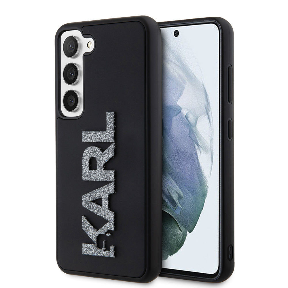 Etui til Samsung Galaxy S23 S911, Karl Lagerfeld, 3D Rubber Glitter Logo, Sort