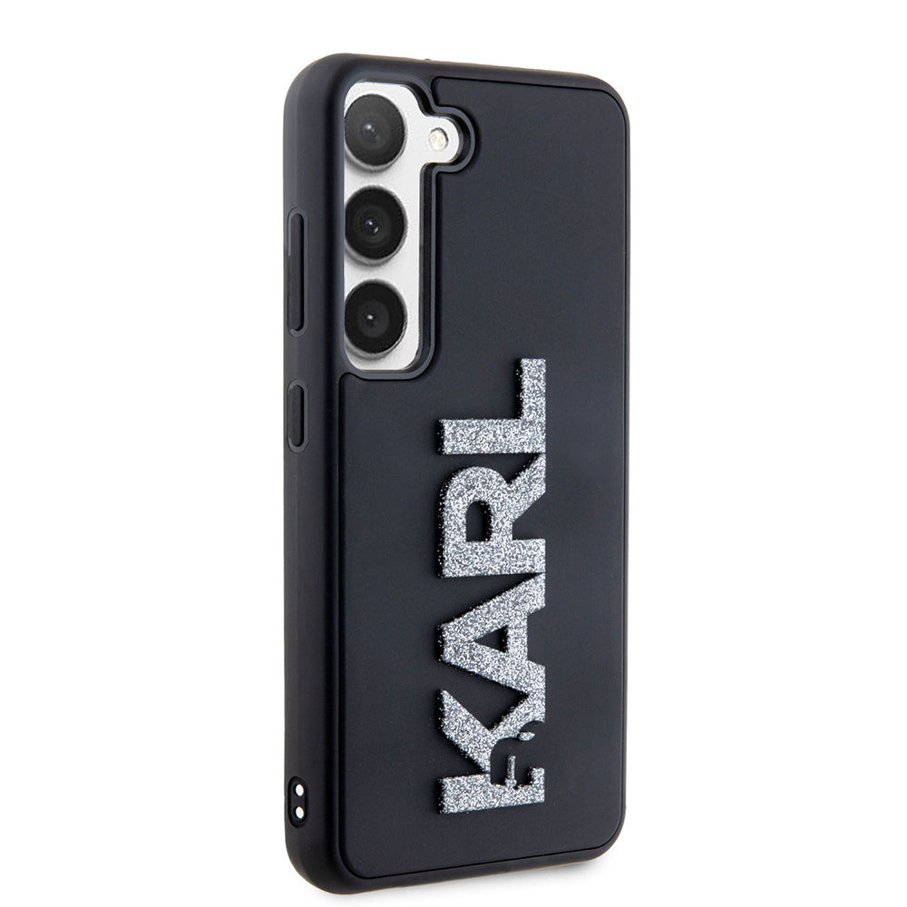 Etui til Samsung Galaxy S23 S911, Karl Lagerfeld, 3D Rubber Glitter Logo, Sort