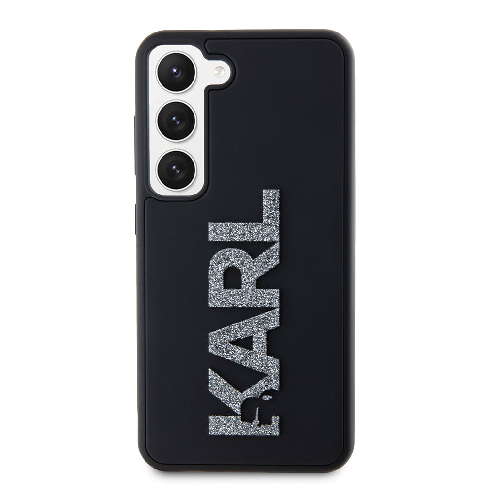 Etui til Samsung Galaxy S23 S911, Karl Lagerfeld, 3D Rubber Glitter Logo, Sort