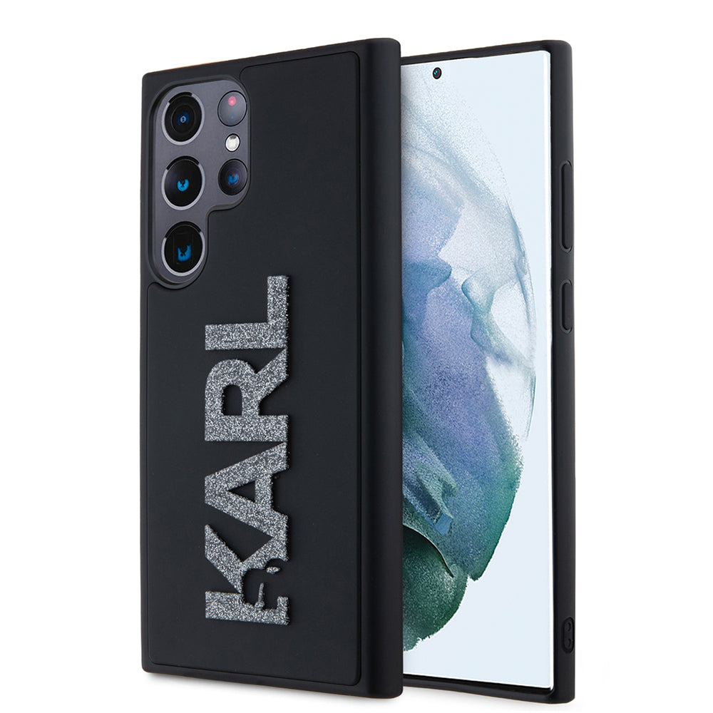 Etui til Samsung Galaxy S23 Ultra S918, Karl Lagerfeld, 3D Rubber Glitter Logo, Sort