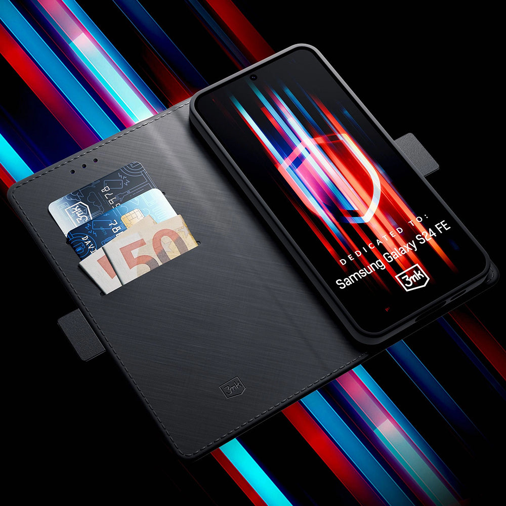 Cover til Samsung Galaxy S24 FE S721, 3MK, Wallet, Sort