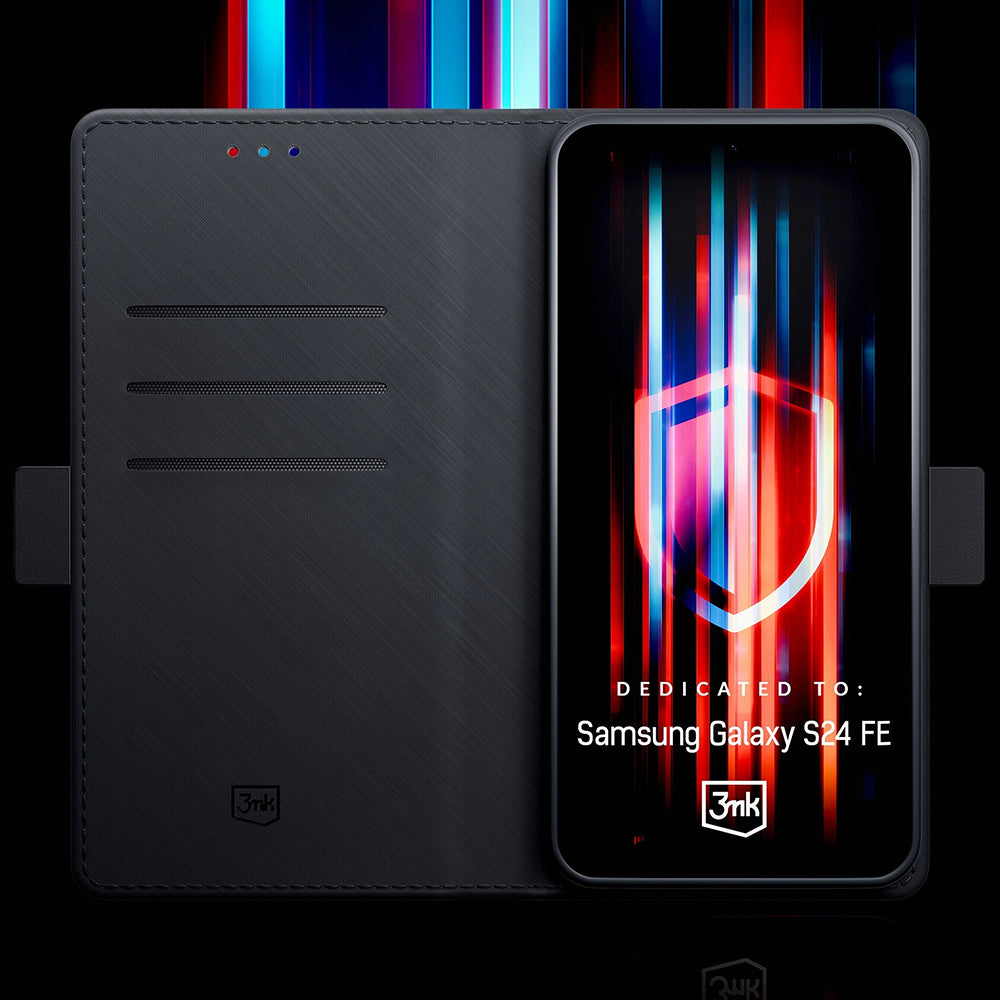 Cover til Samsung Galaxy S24 FE S721, 3MK, Wallet, Sort