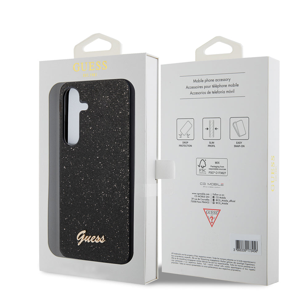 Etui til Samsung Galaxy S24+ S926, Guess, Glitter Script, Sort