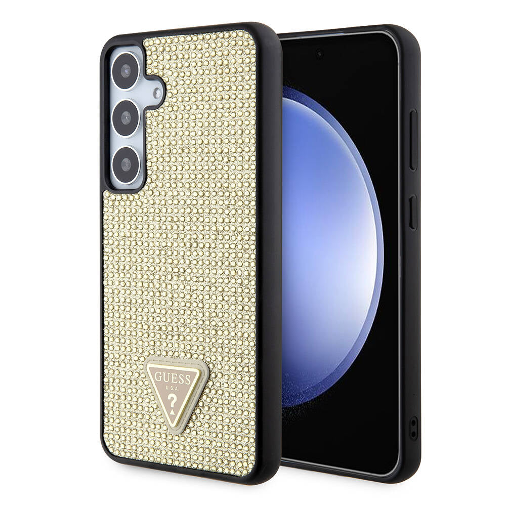 Etui til Samsung Galaxy S24+ S926, Guess, Rhinestone Triangle Logo, Gylden