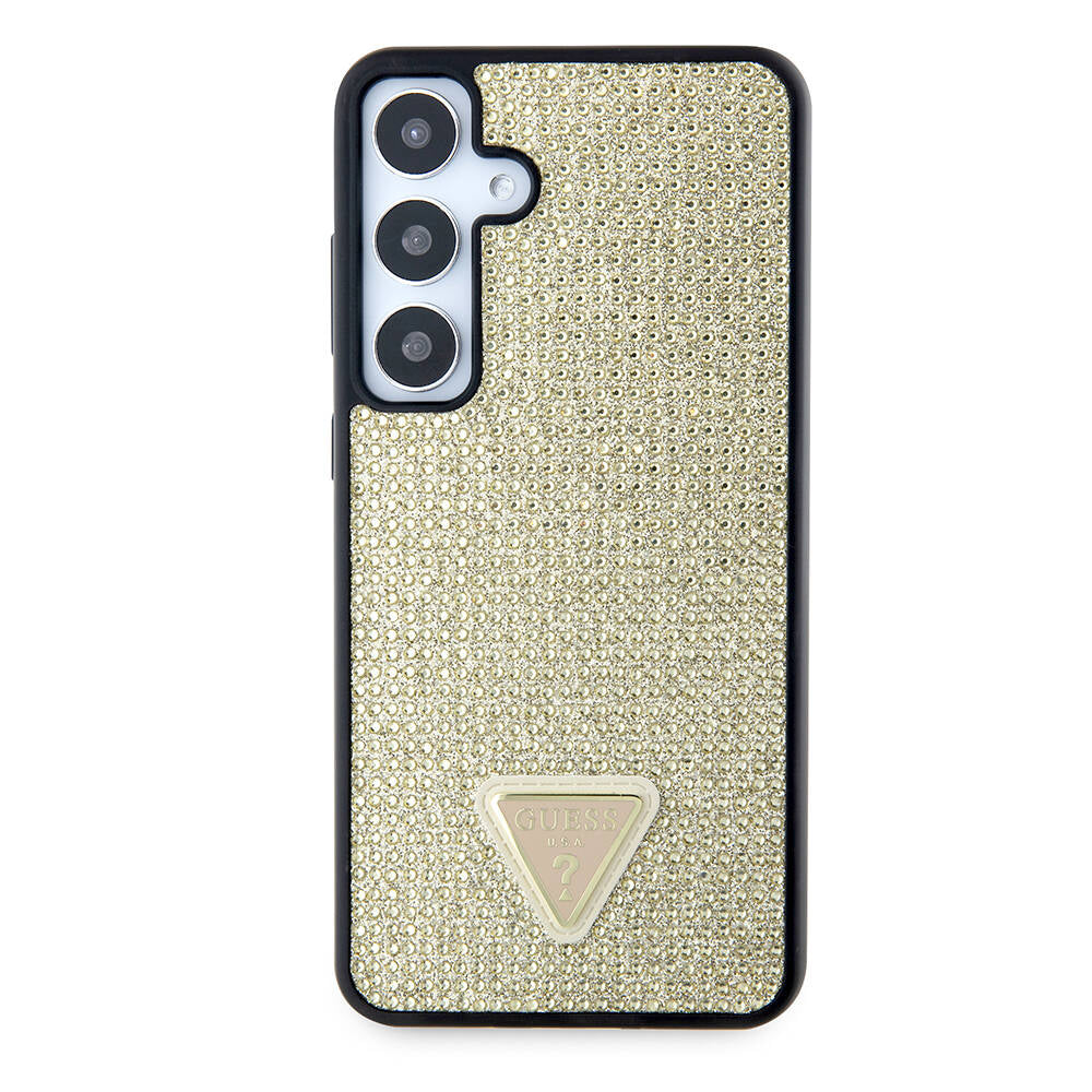 Etui til Samsung Galaxy S24+ S926, Guess, Rhinestone Triangle Logo, Gylden