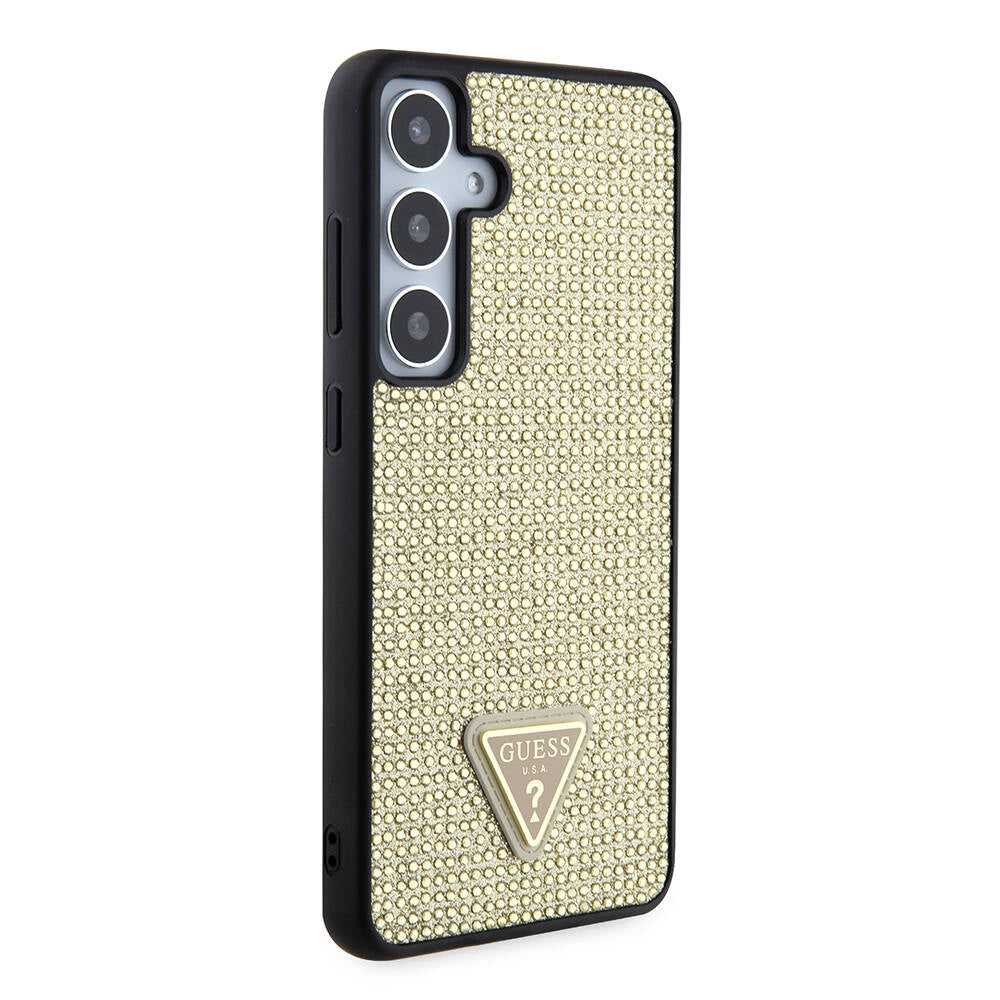 Etui til Samsung Galaxy S24+ S926, Guess, Rhinestone Triangle Logo, Gylden