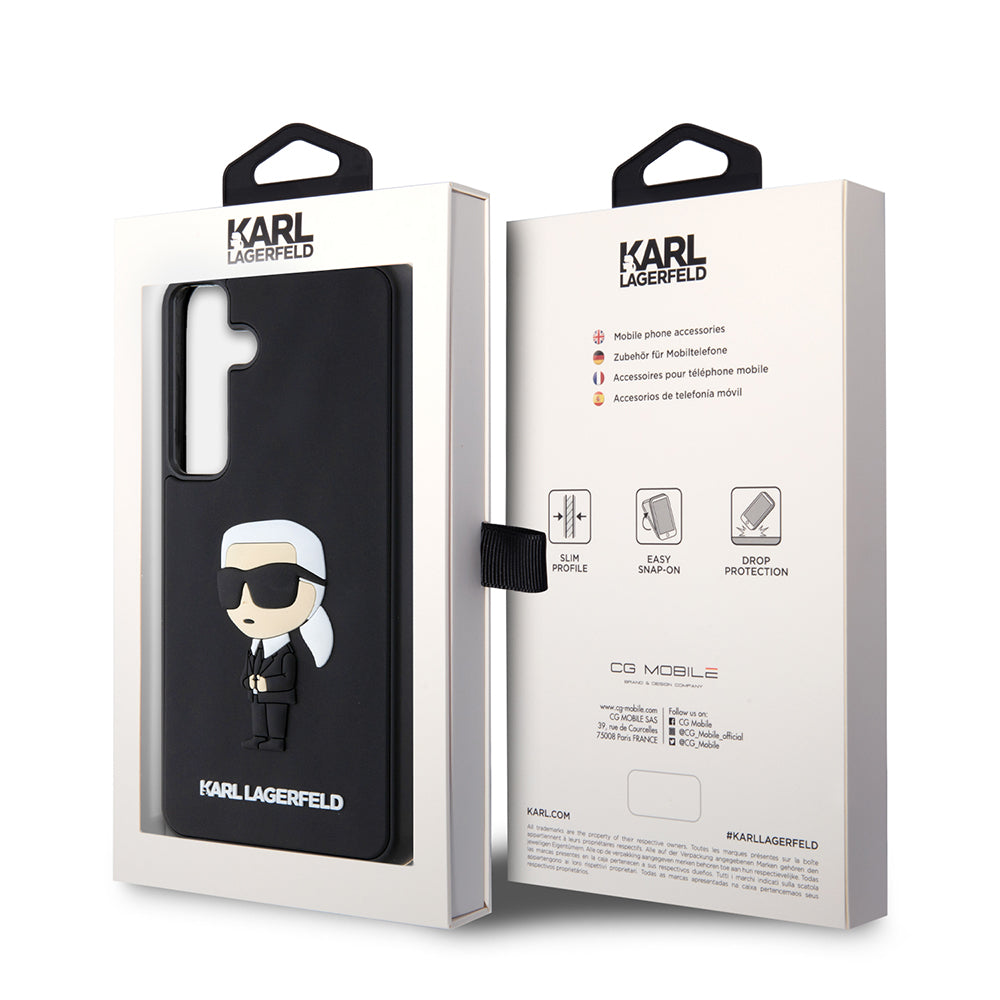 Etui til Samsung Galaxy S24+ S926, Karl Lagerfeld, 3D Rubber Ikonik Karl, Sort