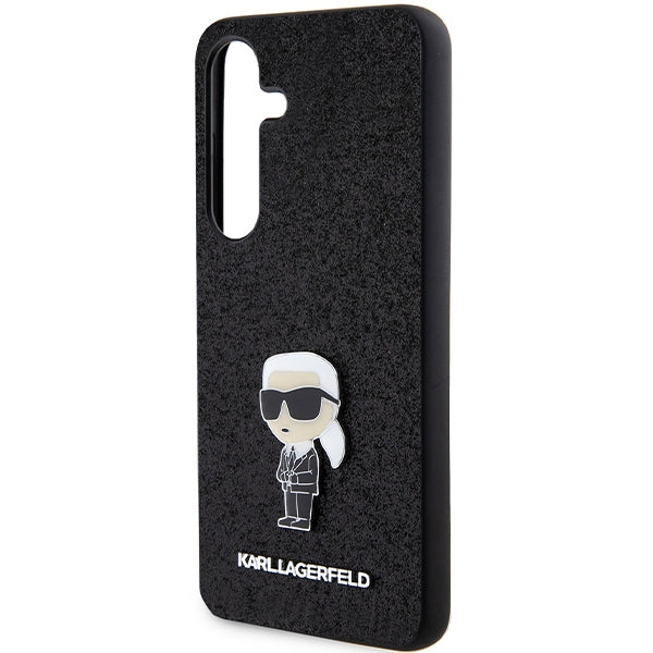 Etui til Samsung Galaxy S24+ S926, Karl Lagerfeld, Glitter Ikonik Karl Logo, Sort