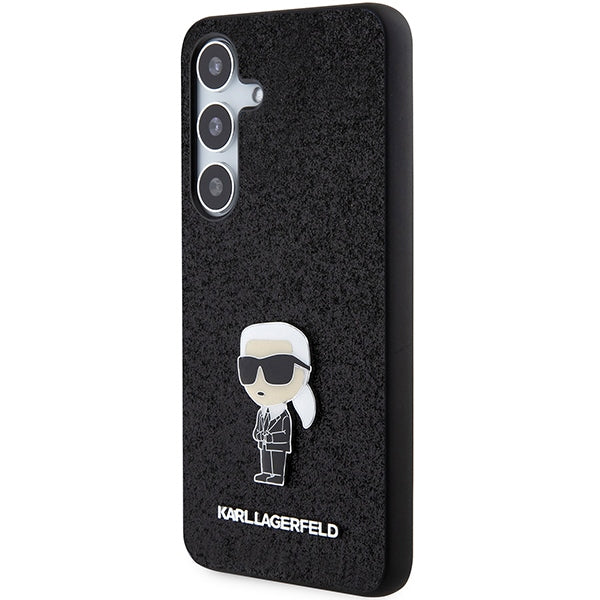 Etui til Samsung Galaxy S24+ S926, Karl Lagerfeld, Glitter Ikonik Karl Logo, Sort