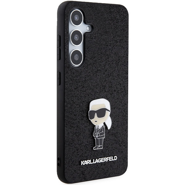 Etui til Samsung Galaxy S24+ S926, Karl Lagerfeld, Glitter Ikonik Karl Logo, Sort