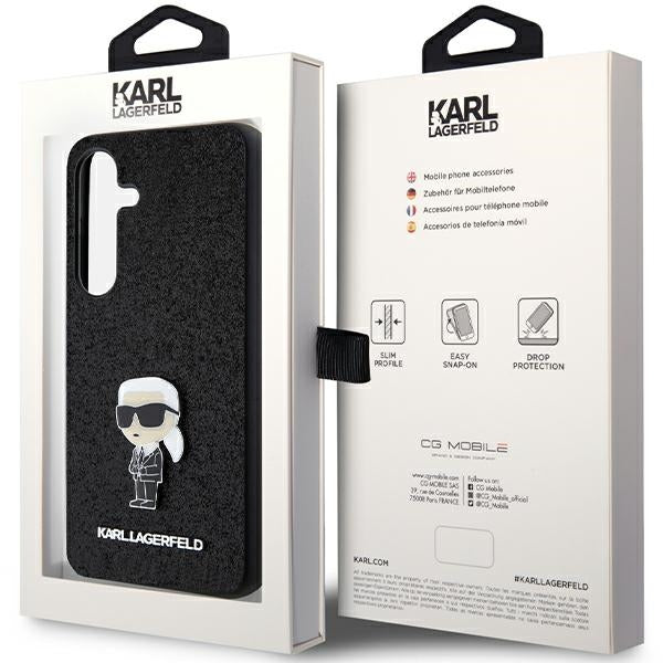 Etui til Samsung Galaxy S24+ S926, Karl Lagerfeld, Glitter Ikonik Karl Logo, Sort