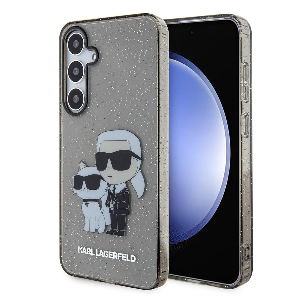 Cover til Samsung Galaxy S24+ S926, Karl Lagerfeld, Glitter Karl & Choupette, Sort Transparent