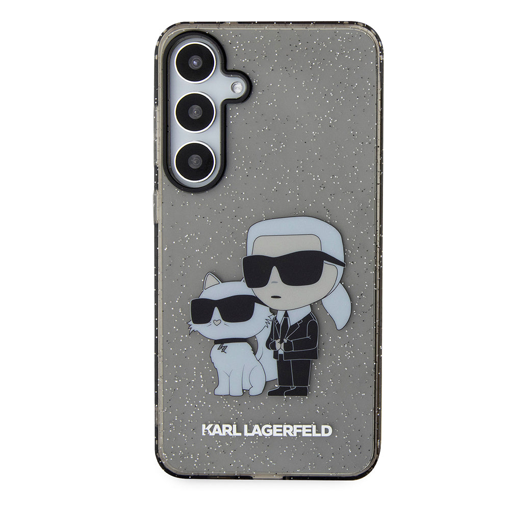 Cover til Samsung Galaxy S24+ S926, Karl Lagerfeld, Glitter Karl & Choupette, Sort Transparent