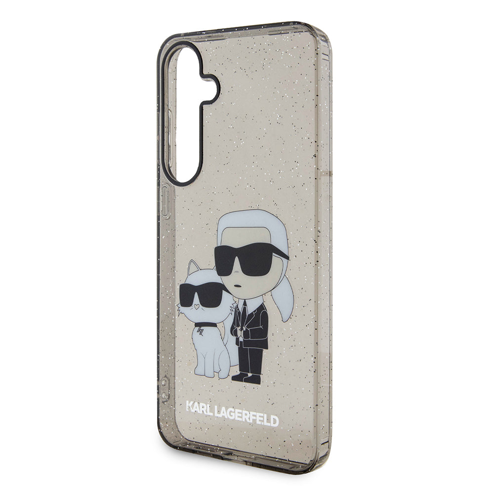 Cover til Samsung Galaxy S24+ S926, Karl Lagerfeld, Glitter Karl & Choupette, Sort Transparent