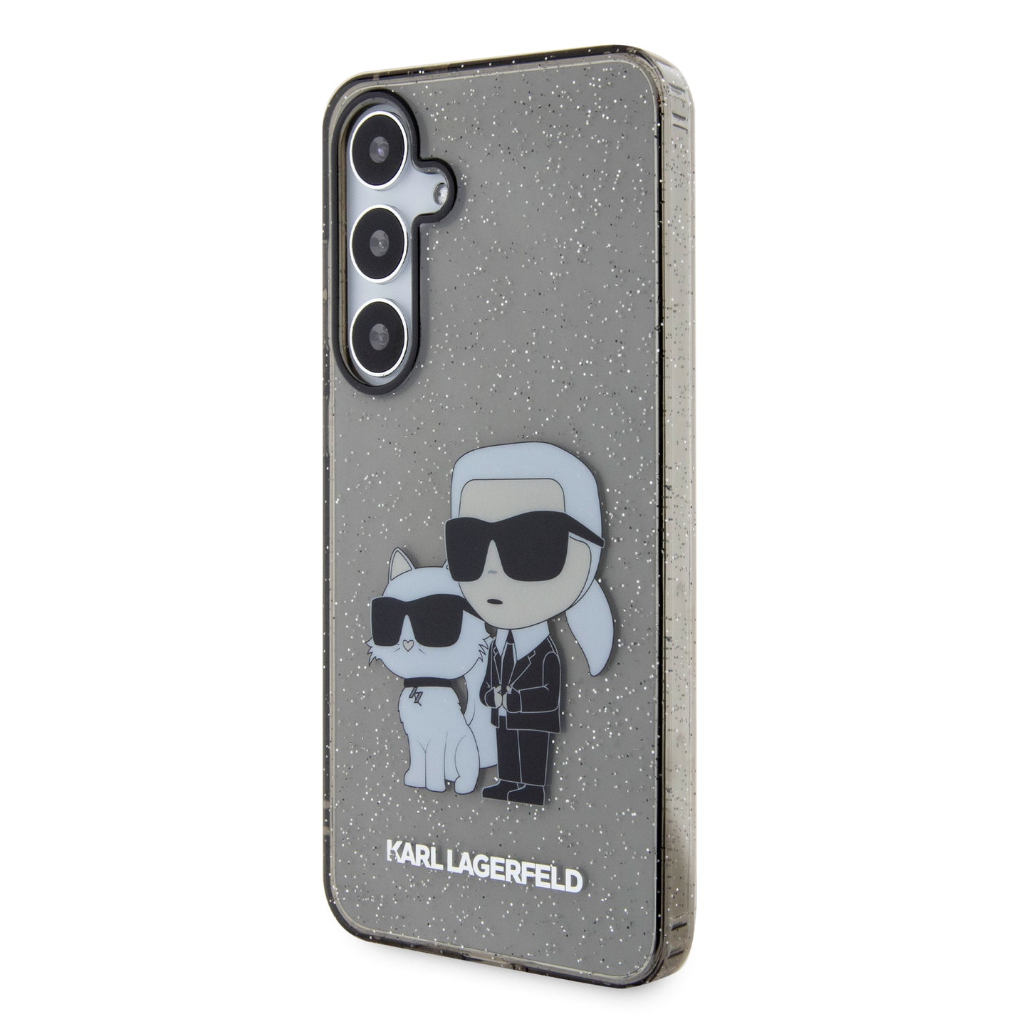 Cover til Samsung Galaxy S24+ S926, Karl Lagerfeld, Glitter Karl & Choupette, Sort Transparent