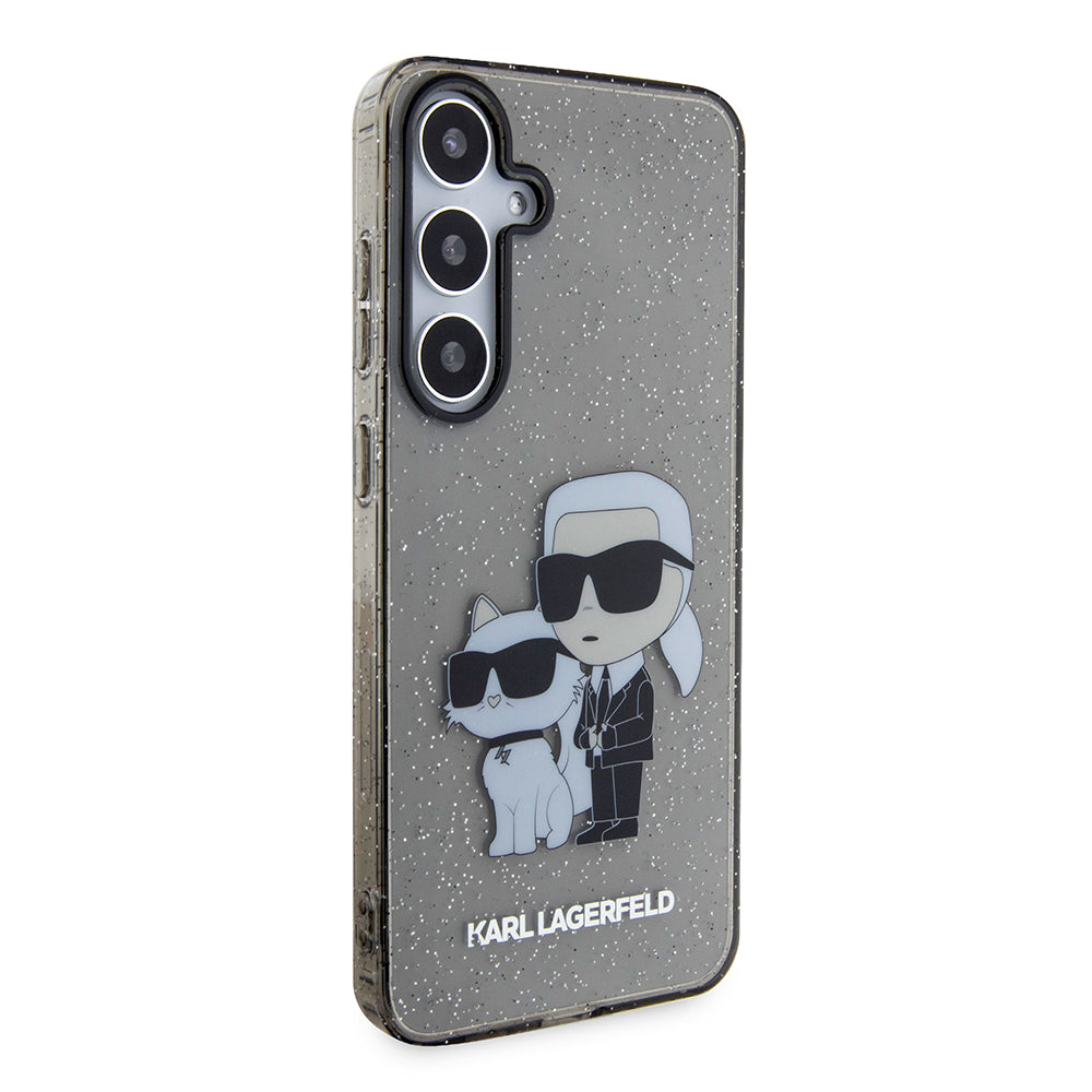 Cover til Samsung Galaxy S24+ S926, Karl Lagerfeld, Glitter Karl & Choupette, Sort Transparent