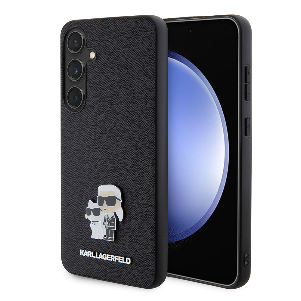 Etui til Samsung Galaxy S24+ S926, Karl Lagerfeld, Saffiano Karl & Choupette Metal, Sort