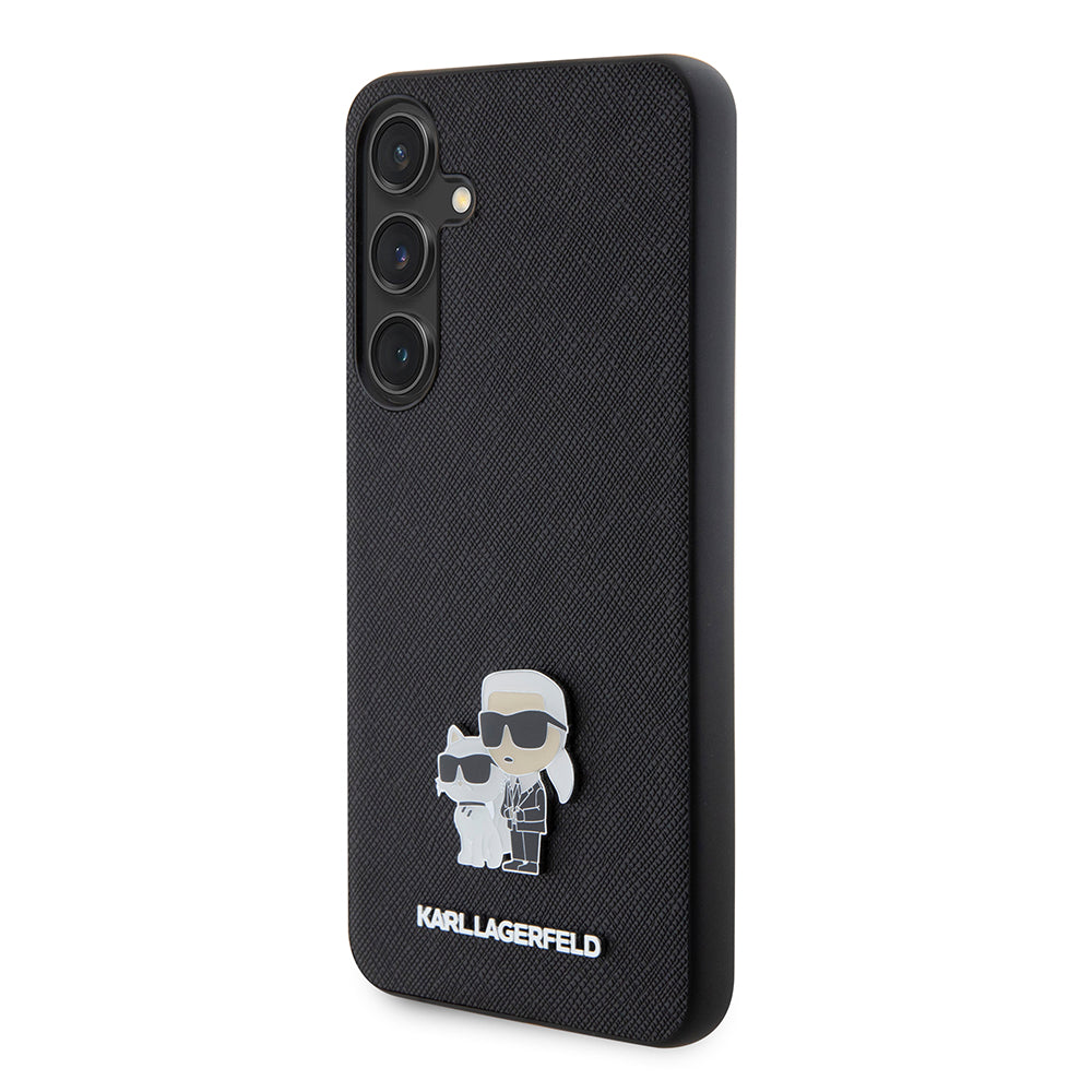 Etui til Samsung Galaxy S24+ S926, Karl Lagerfeld, Saffiano Karl & Choupette Metal, Sort