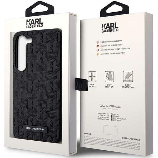Etui til Samsung Galaxy S24+ S926, Karl Lagerfeld, Saffiano Monogram Metal Logo, Sort