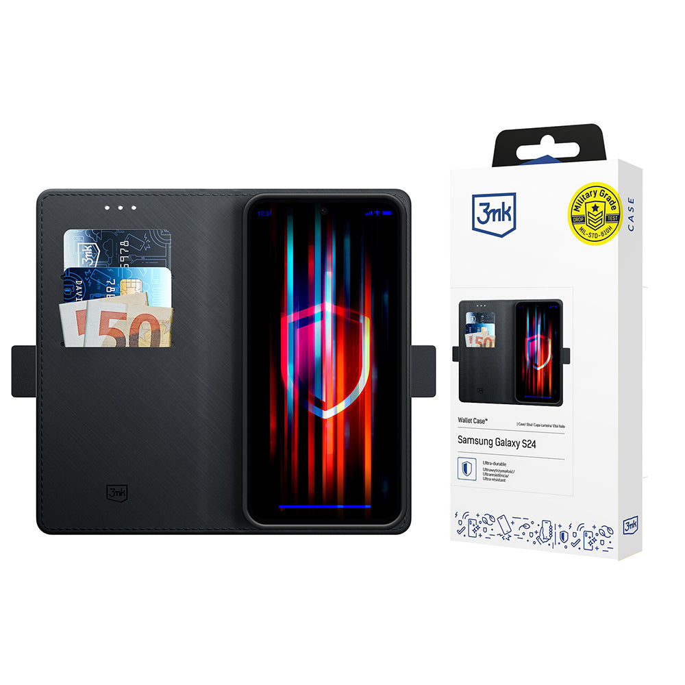 Cover til Samsung Galaxy S24 S921, 3MK, Wallet, Sort