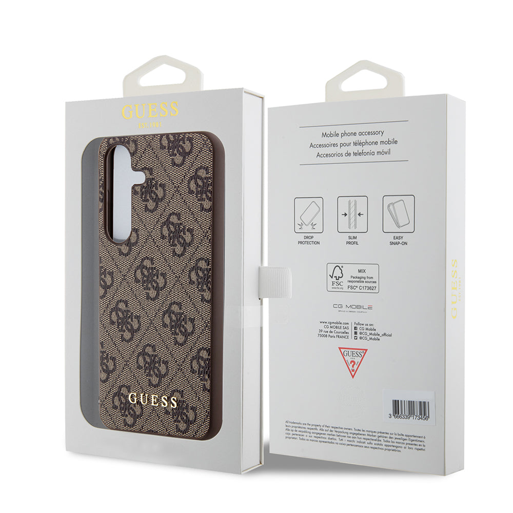 Etui til Samsung Galaxy S24 S921, Guess, 4G Metal Gold Logo, Brun