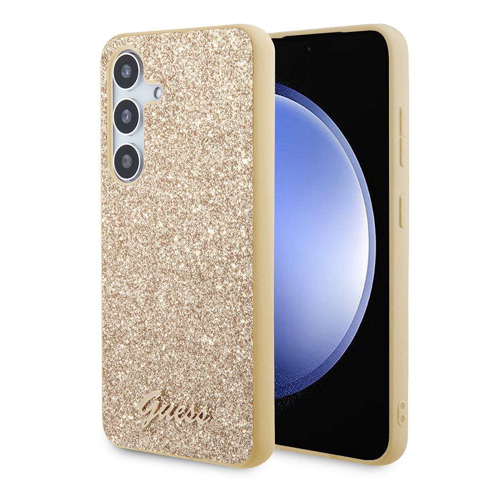 Etui til Samsung Galaxy S24 S921, Guess, Glitter Script, Guld