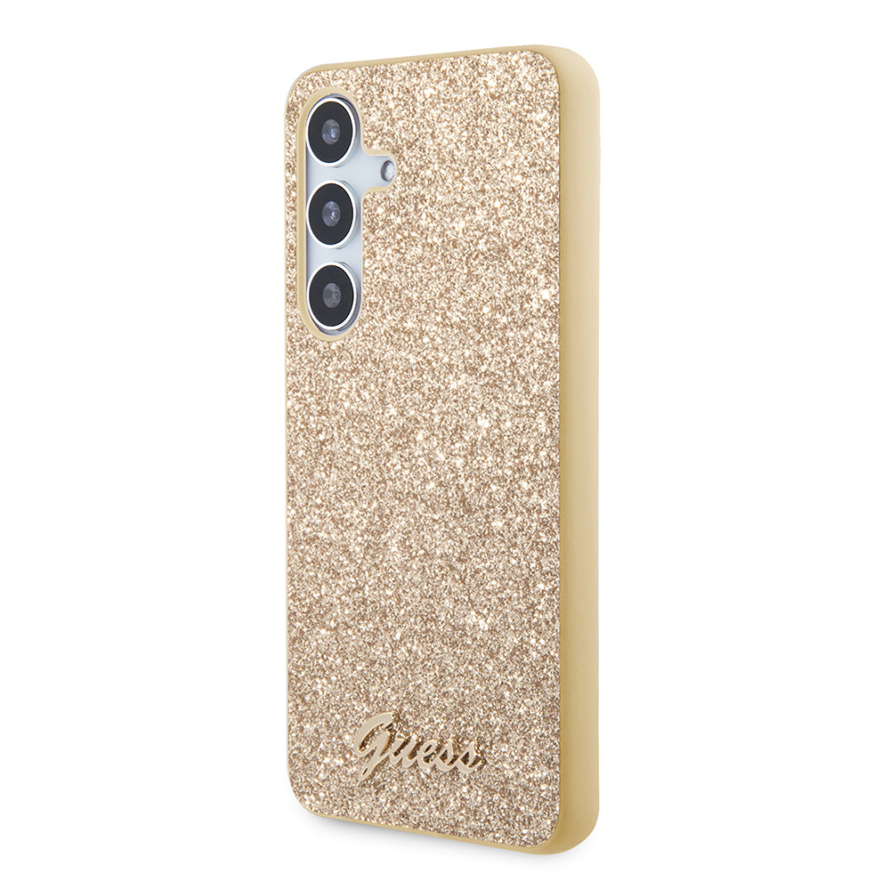 Etui til Samsung Galaxy S24 S921, Guess, Glitter Script, Guld