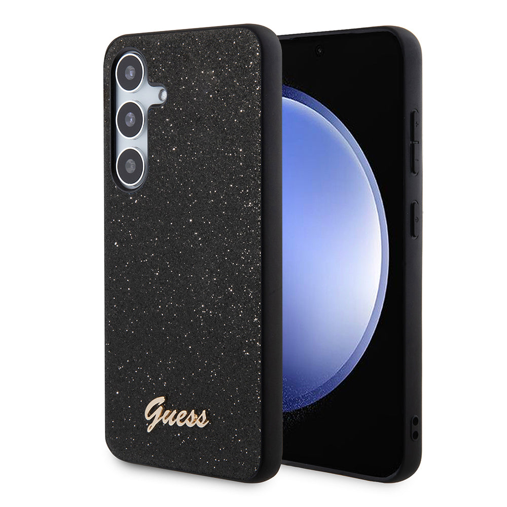 Etui til Samsung Galaxy S24 S921, Guess, Glitter Script, Sort