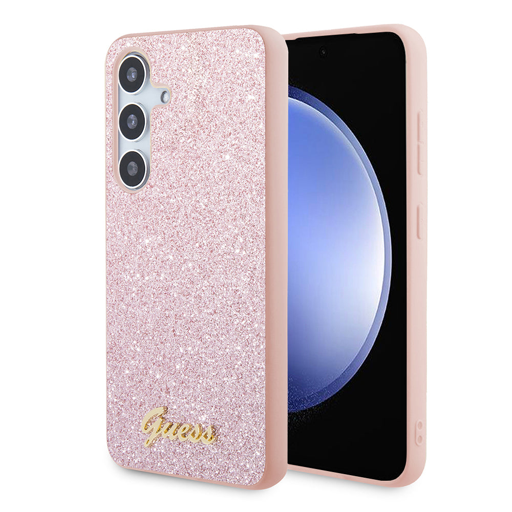 Etui til Samsung Galaxy S24 S921, Guess, Glitter Script, Pink