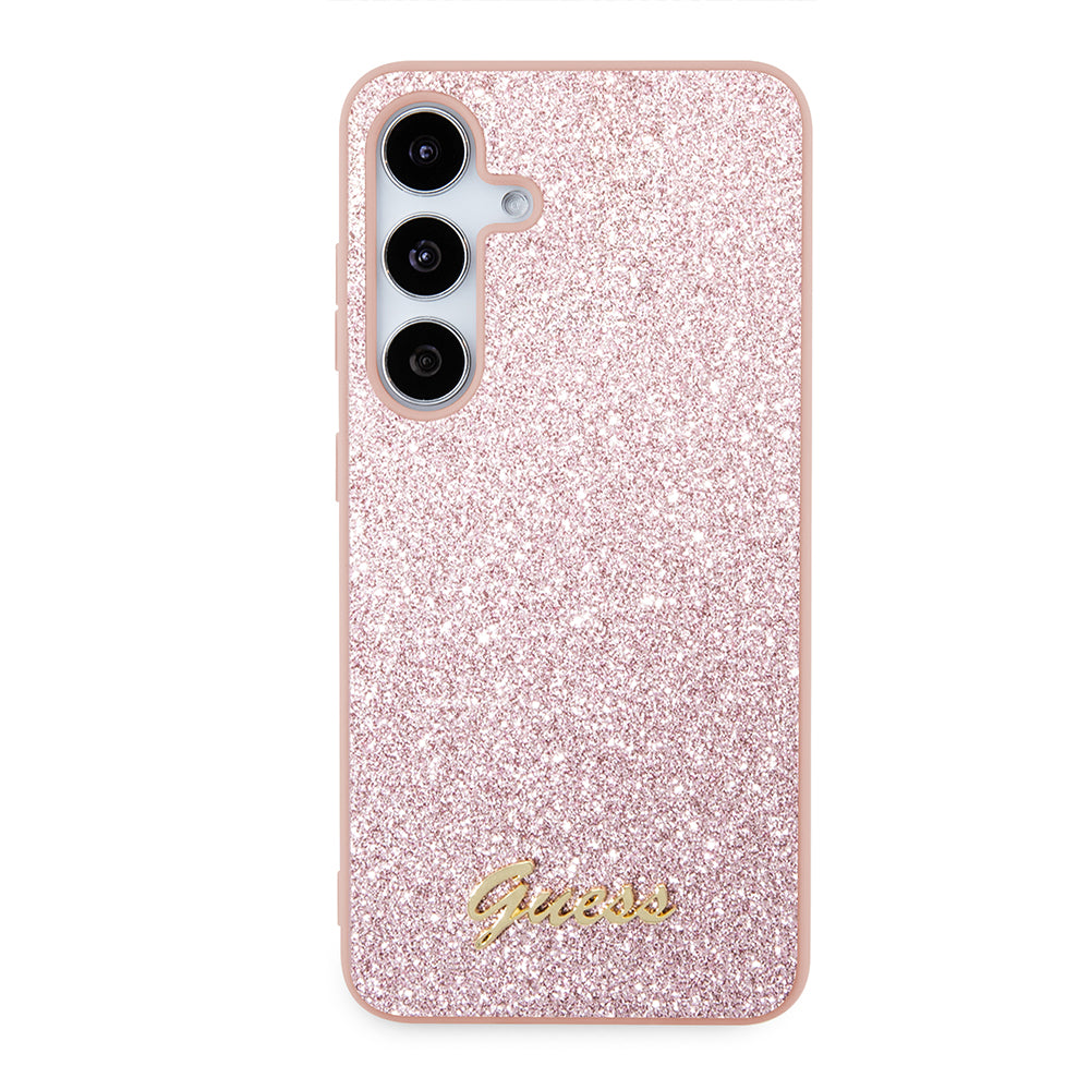 Etui til Samsung Galaxy S24 S921, Guess, Glitter Script, Pink